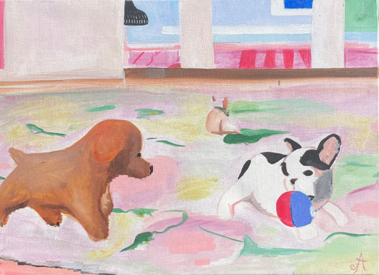 Chiens dans le salon